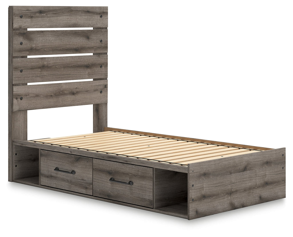 Graystorm Brown Gray Twin Panel Storage Youth Bed