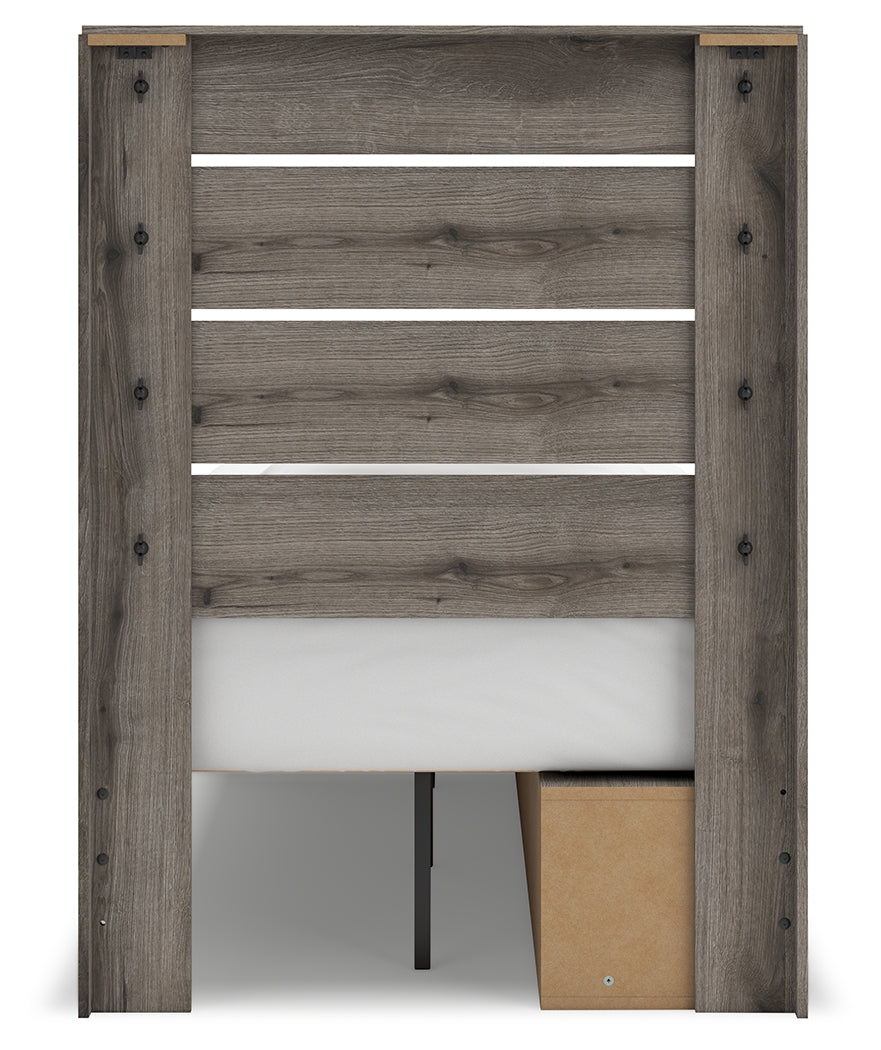 Graystorm Brown Gray Twin Panel Storage Youth Bed