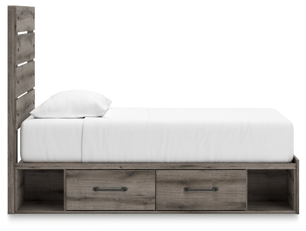 Graystorm Brown Gray Twin Panel Storage Youth Bed