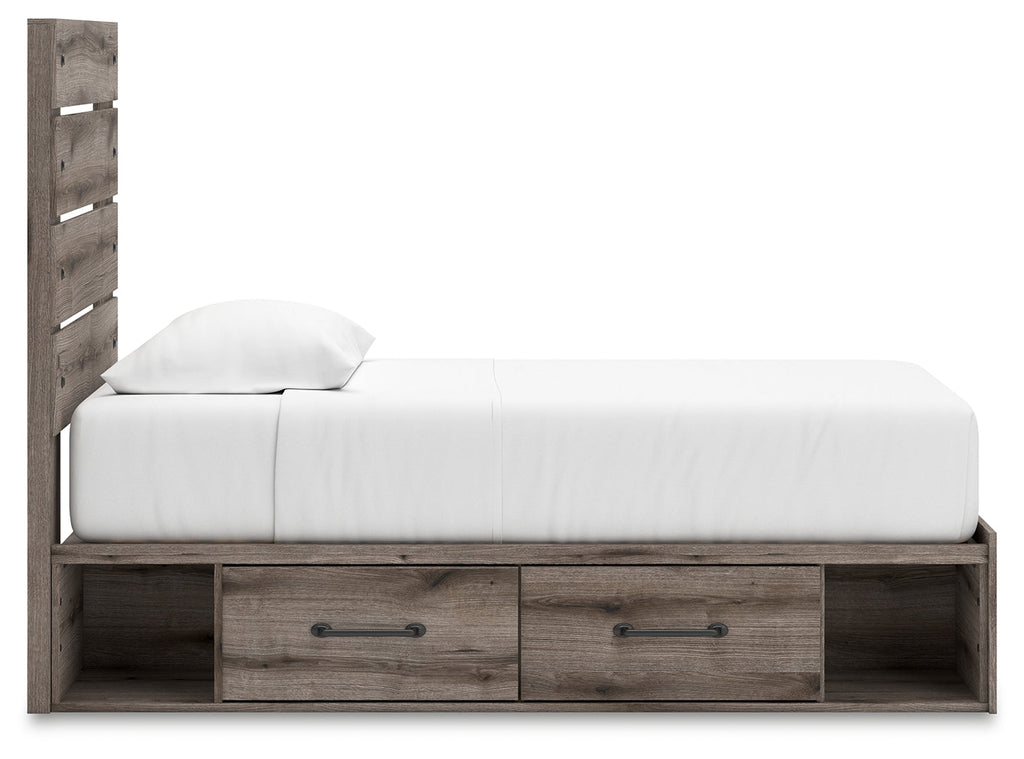 Graystorm Brown Gray Twin Panel Youth Bed w/Storage