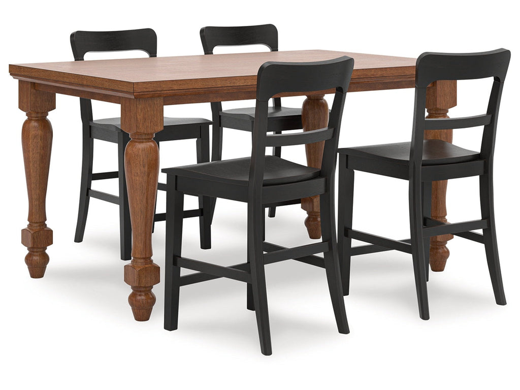 Greddinton Black/Brown Counter Height Dining Table and 4 Barstools