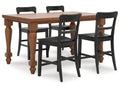 Greddinton Black/Brown Counter Height Dining Table and 4 Barstools