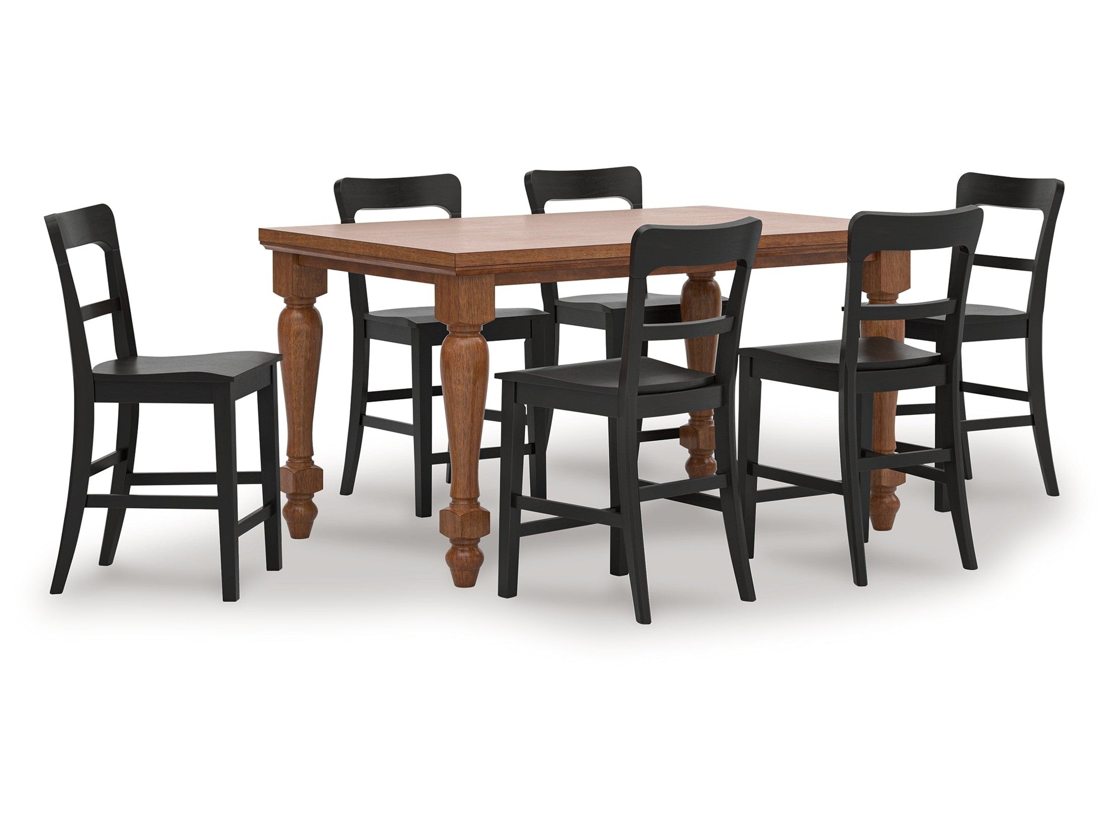 Greddinton Black/Brown Counter Height Dining Table and 6 Barstools