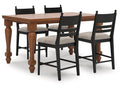 Greddinton Brown/Black Counter Height Dining Table and 4 Barstools