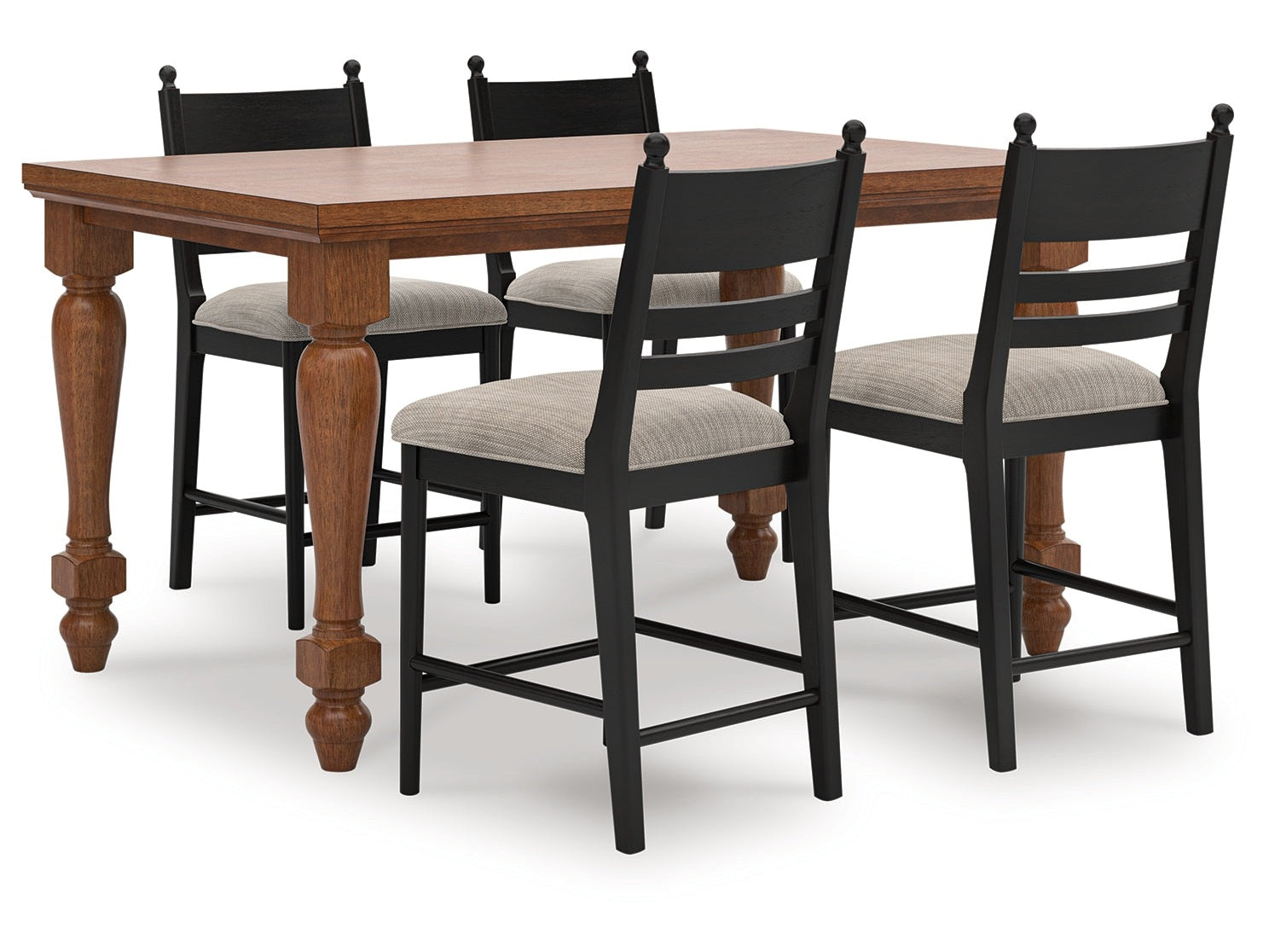 Greddinton Brown/Black Counter Height Dining Table and 4 Barstools