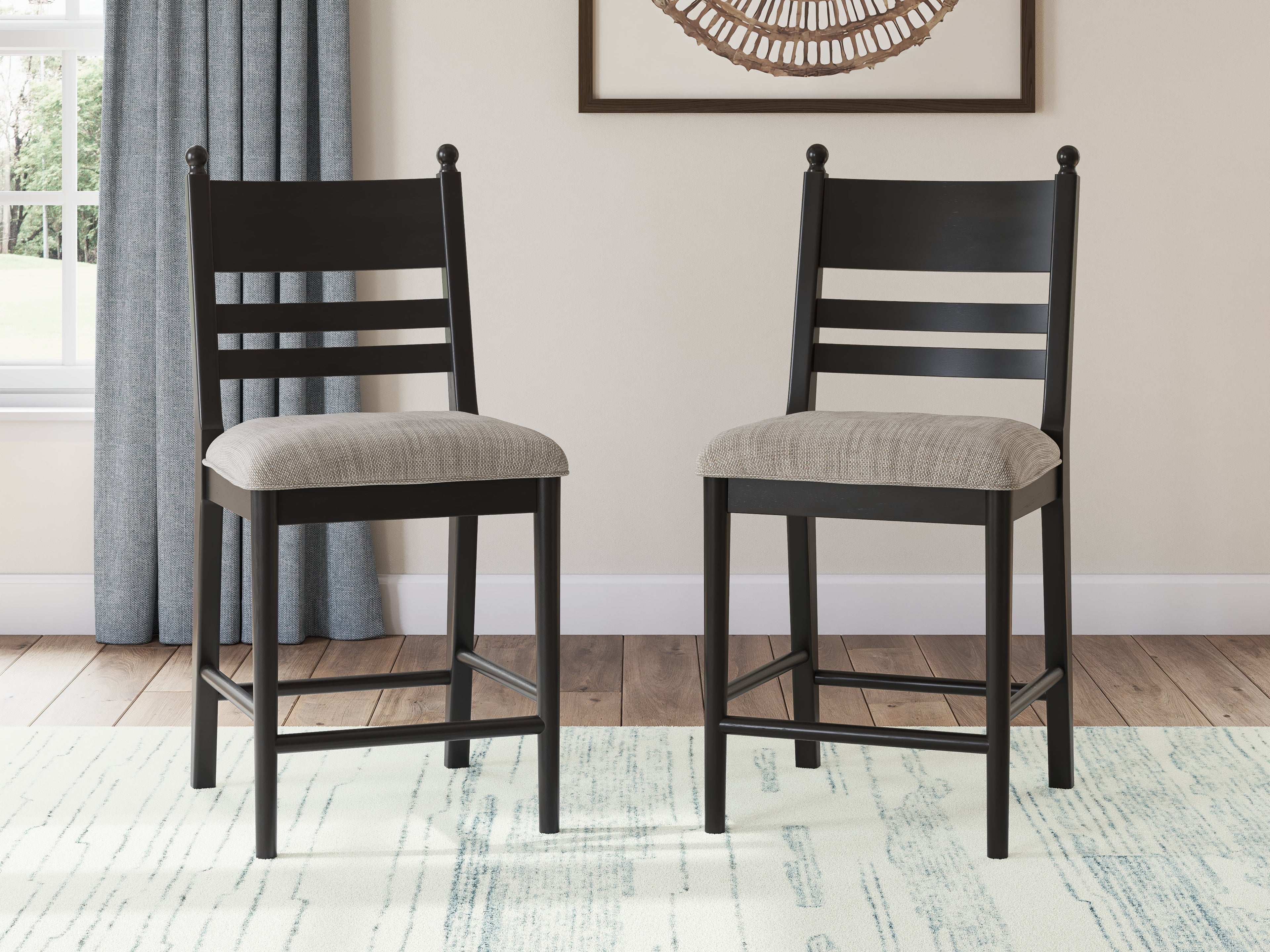 Greddinton Brown/Black Counter Height Dining Table and 6 Barstools