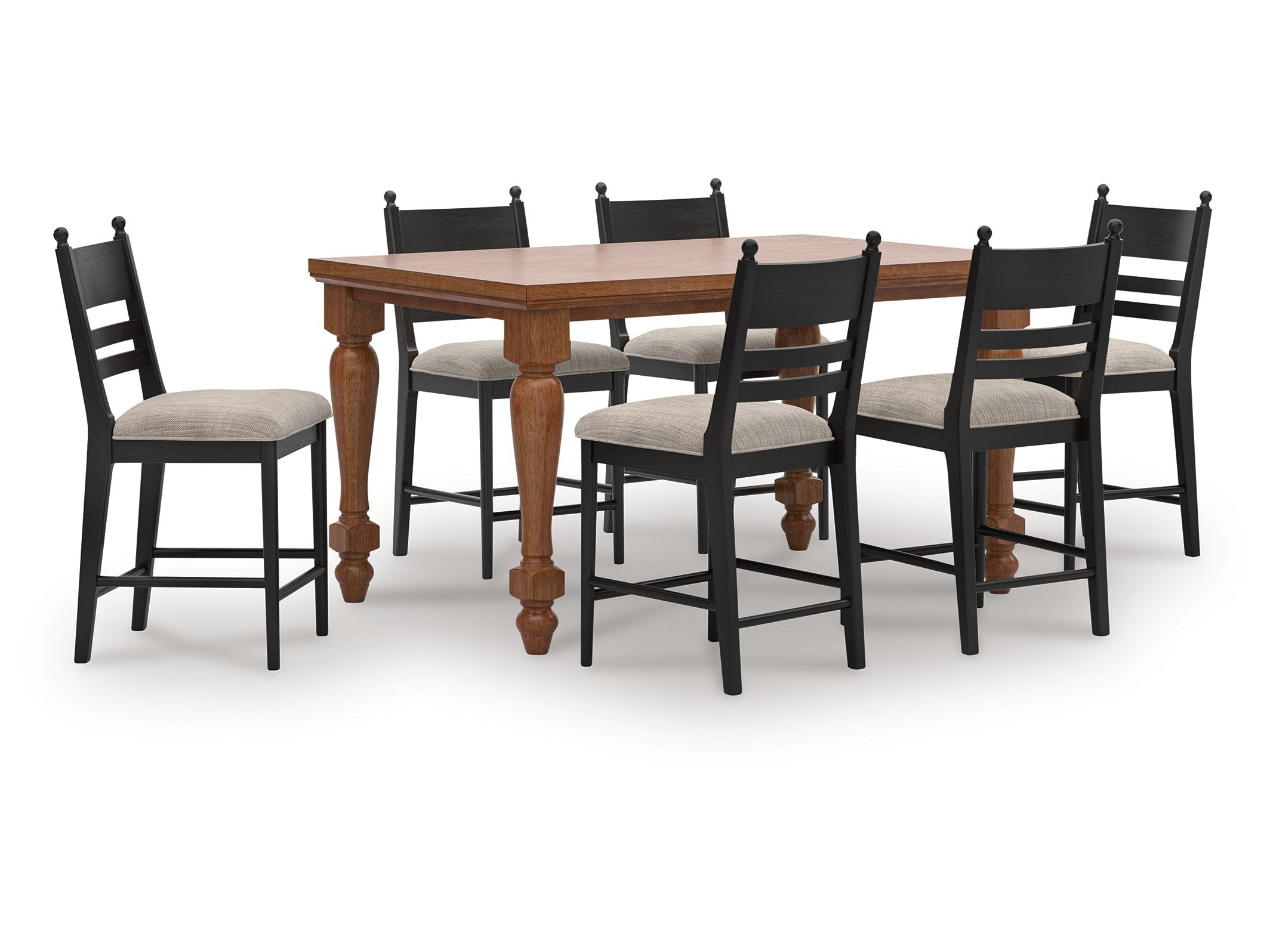 Greddinton Brown/Black Counter Height Dining Table and 6 Barstools