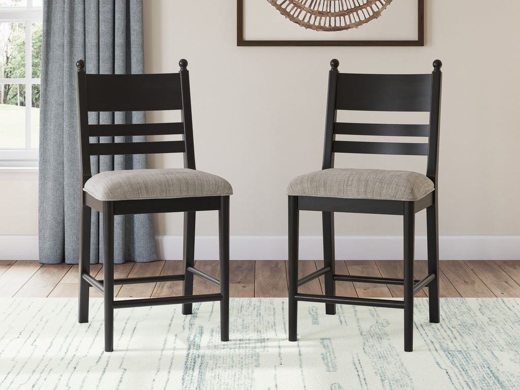 Greddinton Brown/Black Counter Height Dining Table and 6 Barstools