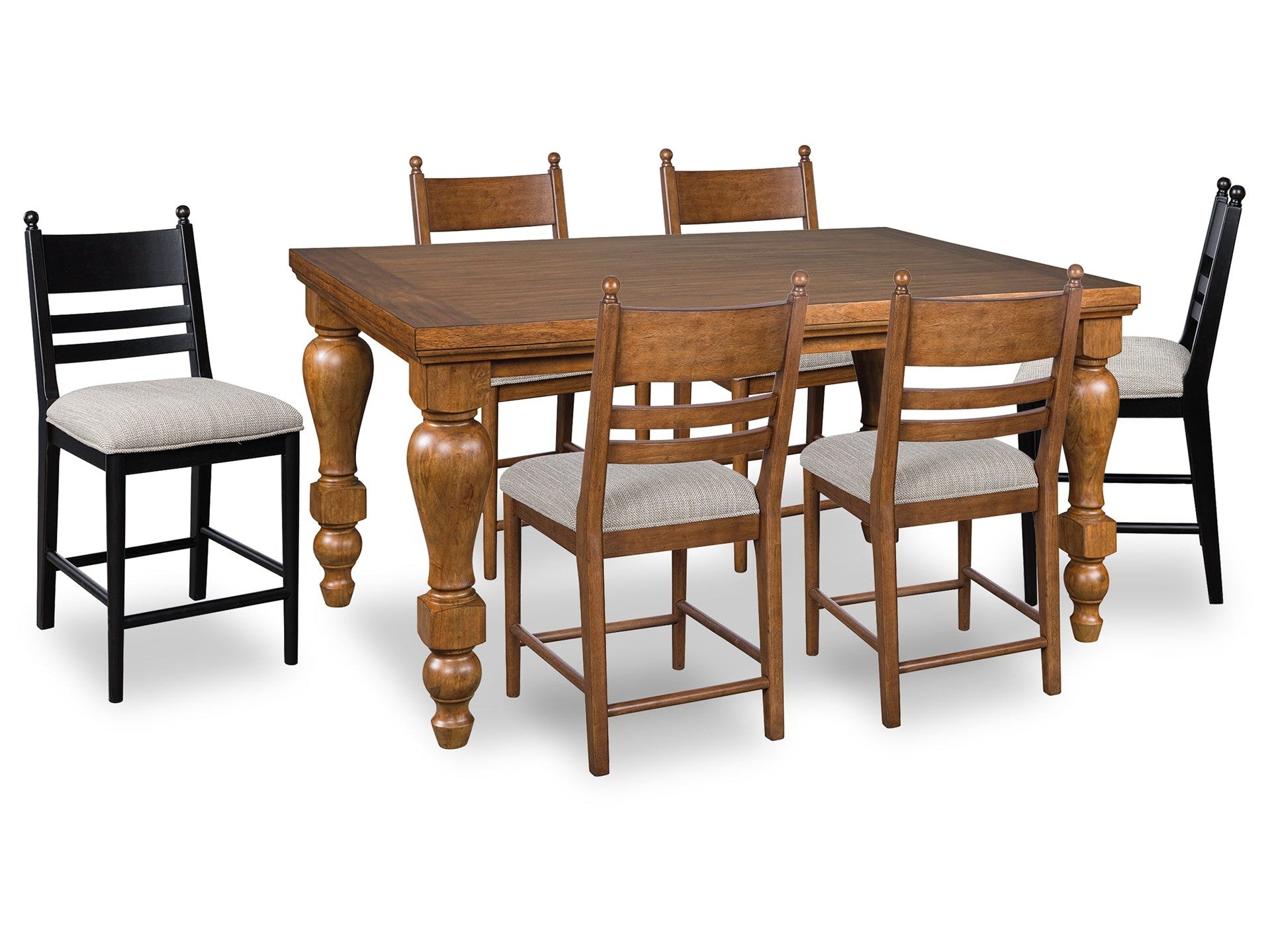 Greddinton Brown/Black Counter Height Dining Table and 6 Barstools