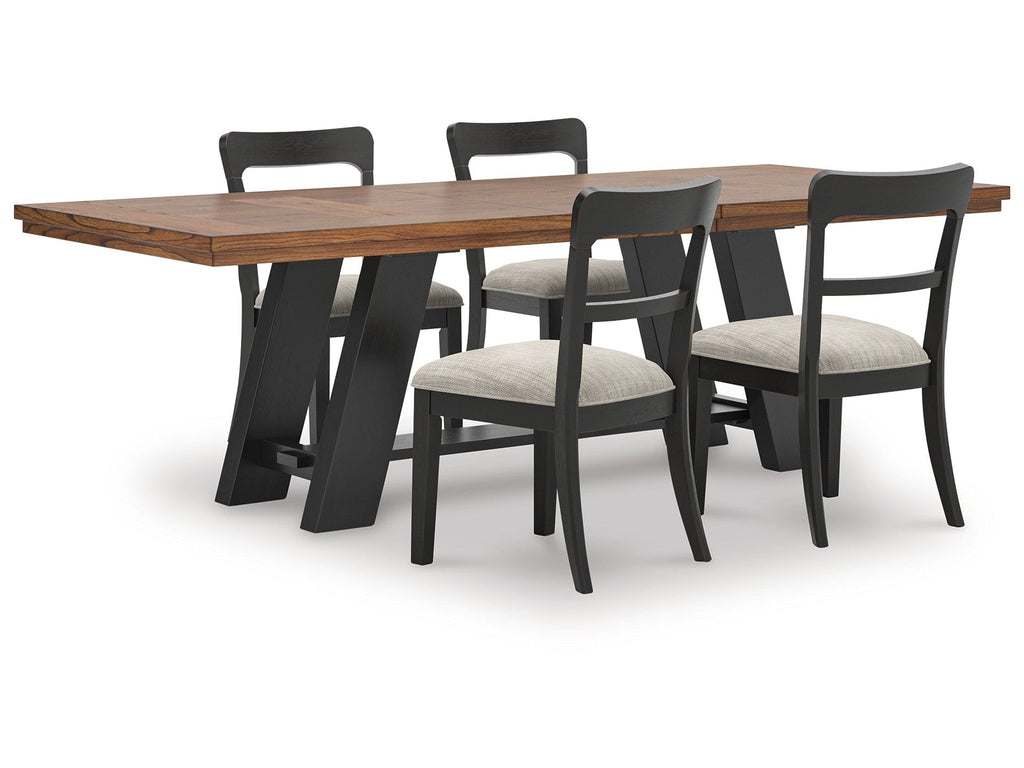 Greddinton Brown/Black Extension Dining Table and 4 Chairs