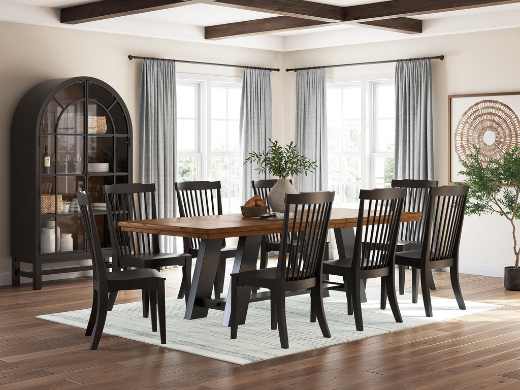 Greddinton Brown/Black Extension Dining Table and 4 Chairs
