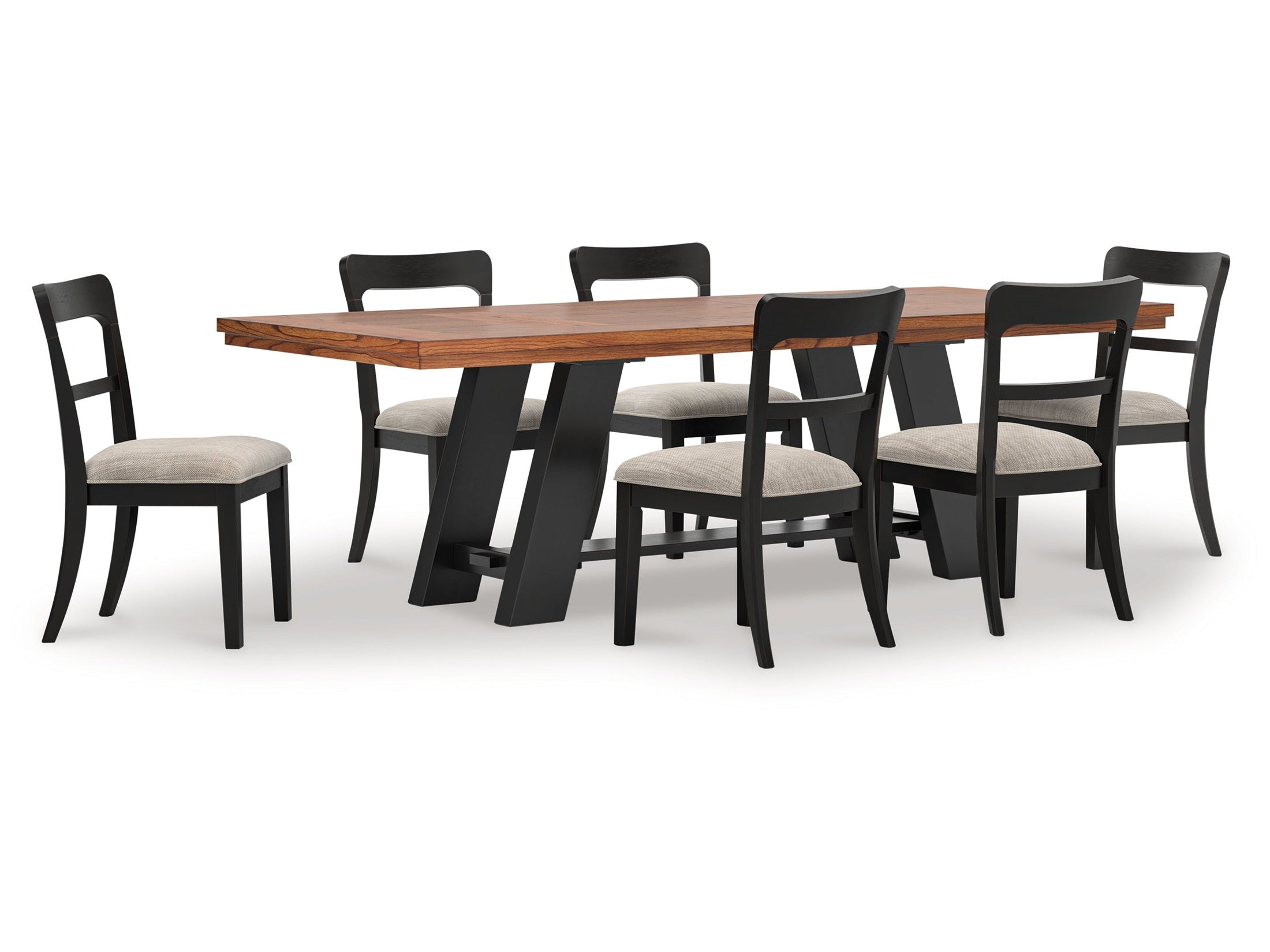 Greddinton Brown/Black Extension Dining Table and 6 Chairs