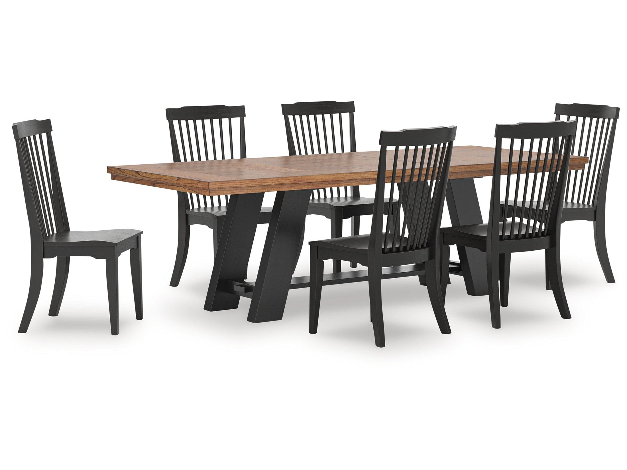 Greddinton Brown/Black Extension Dining Table and 6 Chairs