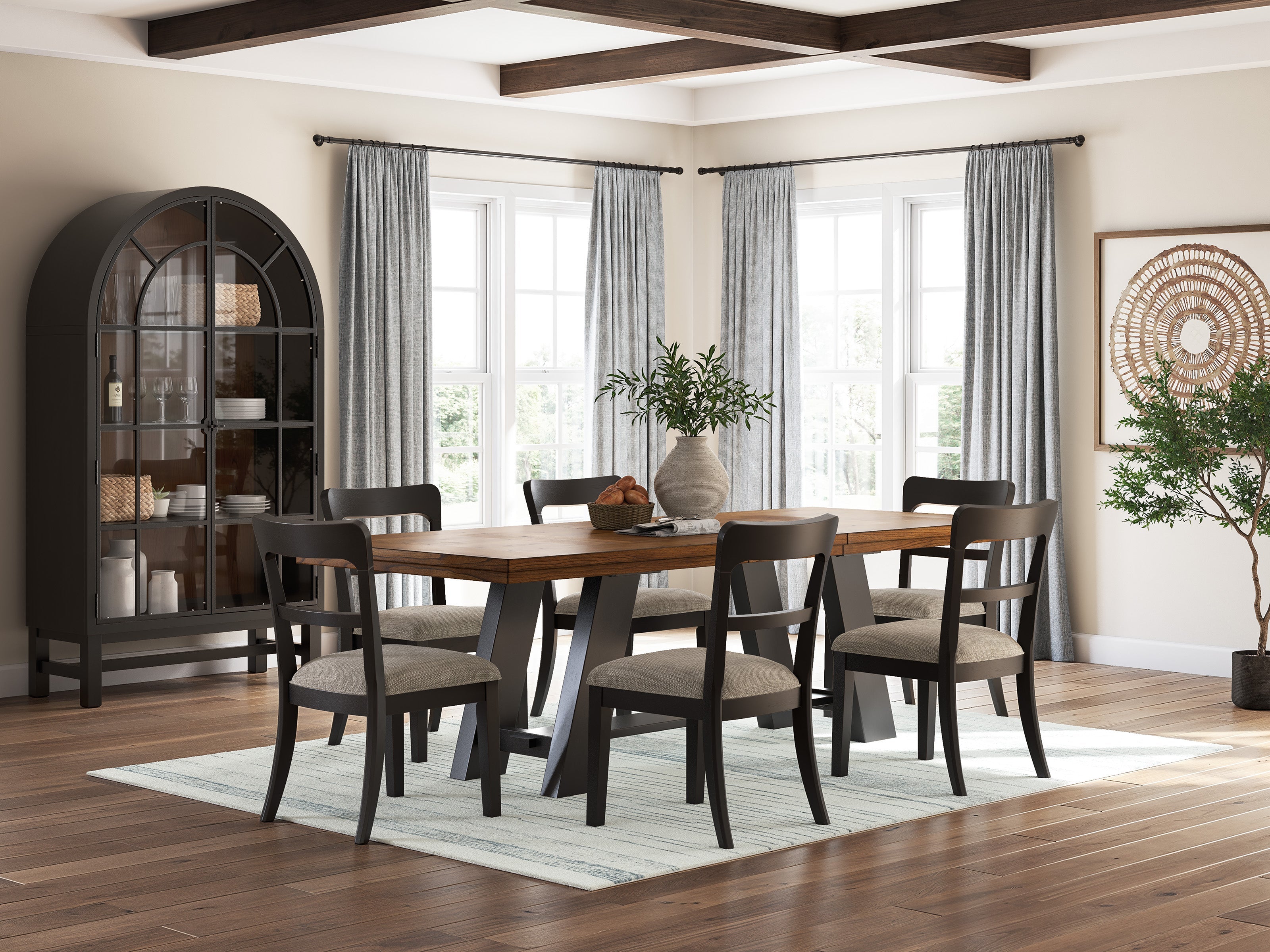 Greddinton Brown/Black Extension Dining Table and 6 Chairs