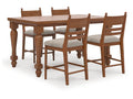 Greddinton Brown Counter Height Dining Table and 4 Barstools