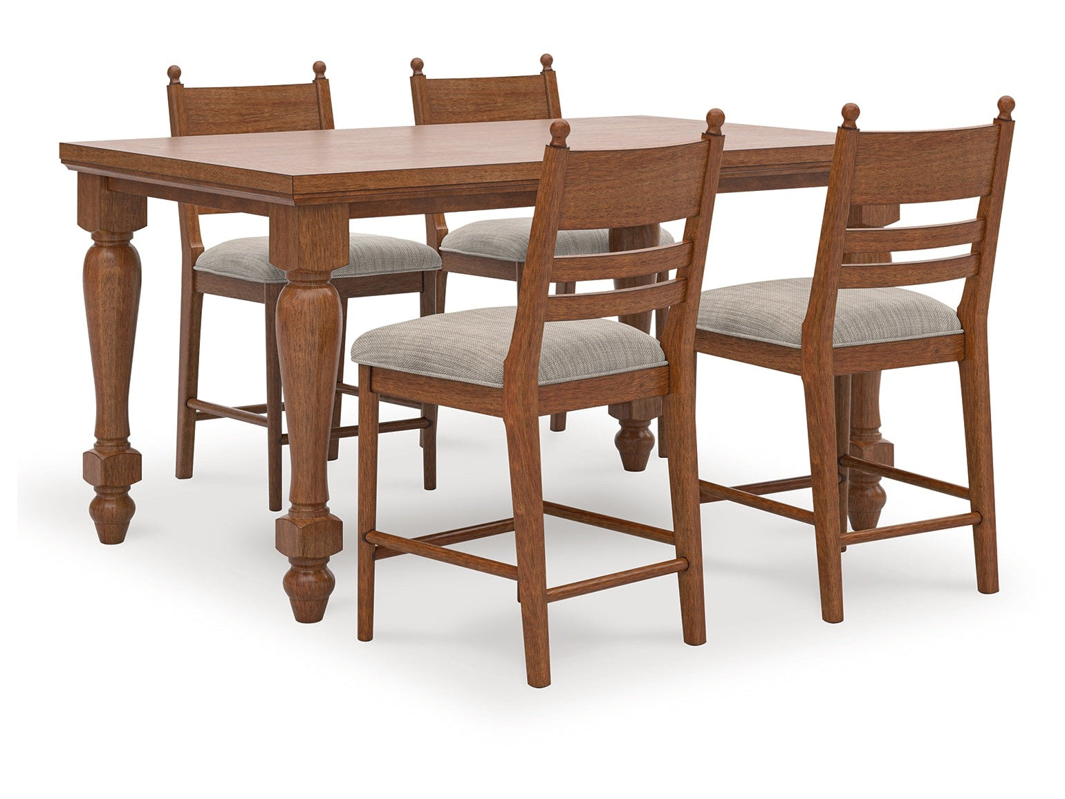 Greddinton Brown Counter Height Dining Table and 4 Barstools