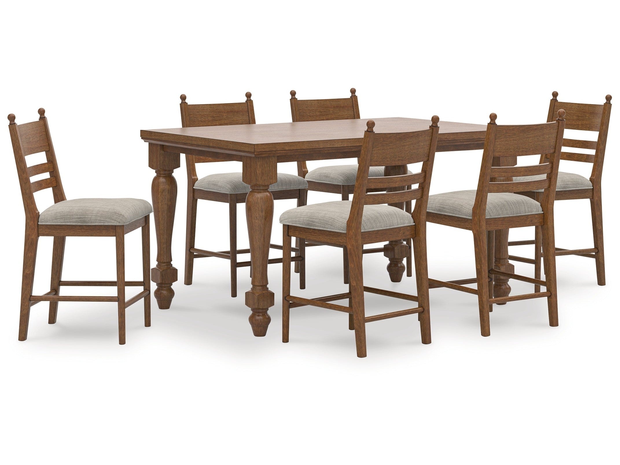 Greddinton Brown Counter Height Dining Table and 6 Barstools