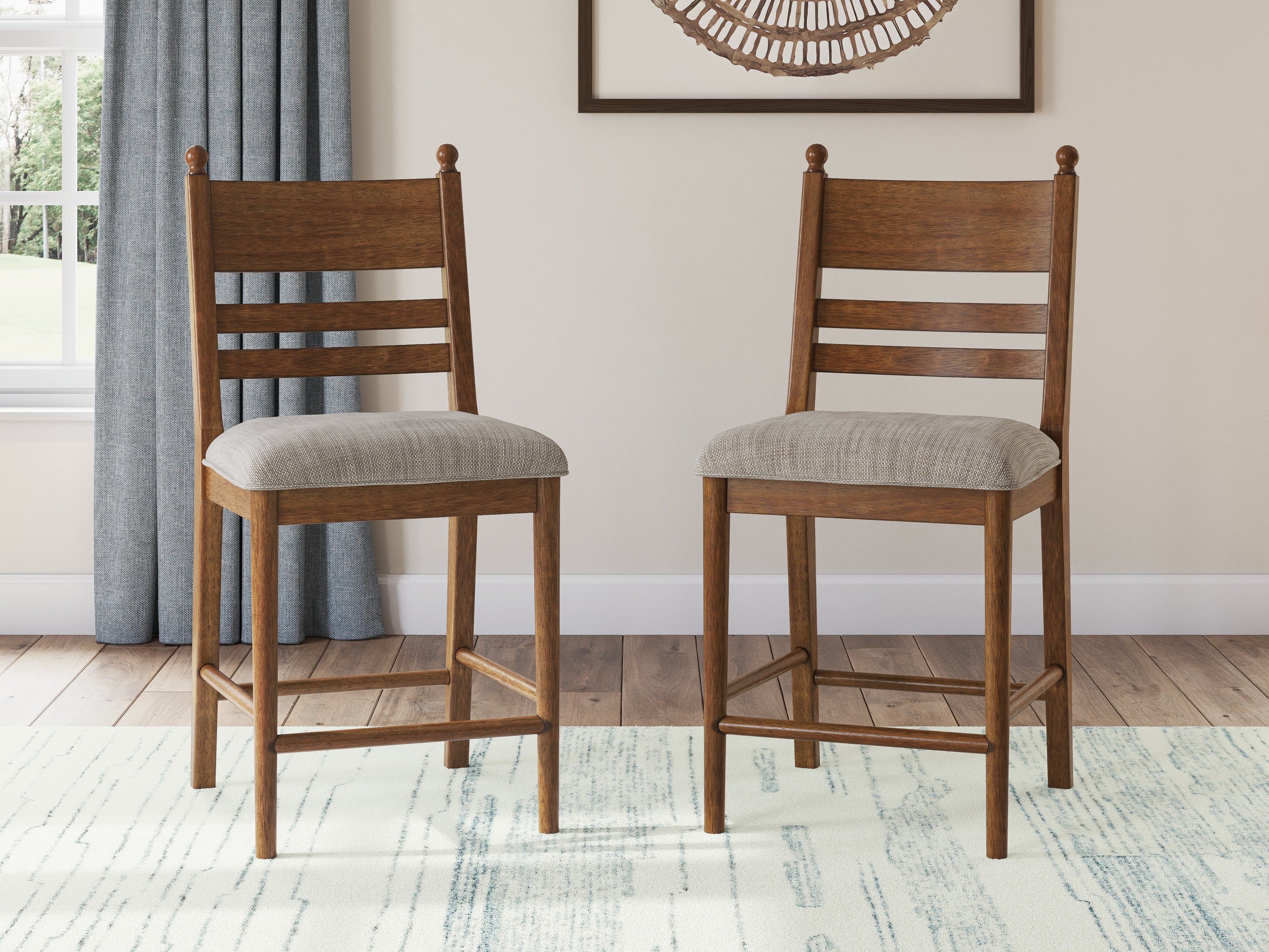 Greddinton Brown Counter Height Dining Table and 6 Barstools