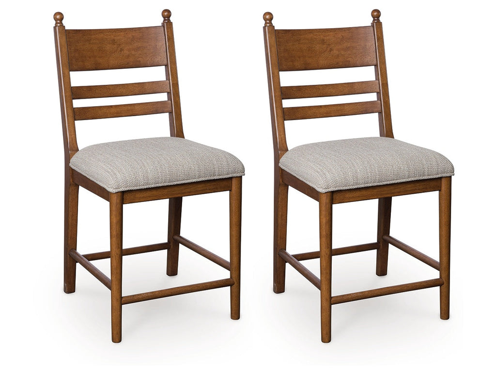 Greddinton Brown Upholstered Barstool (Set of 2)