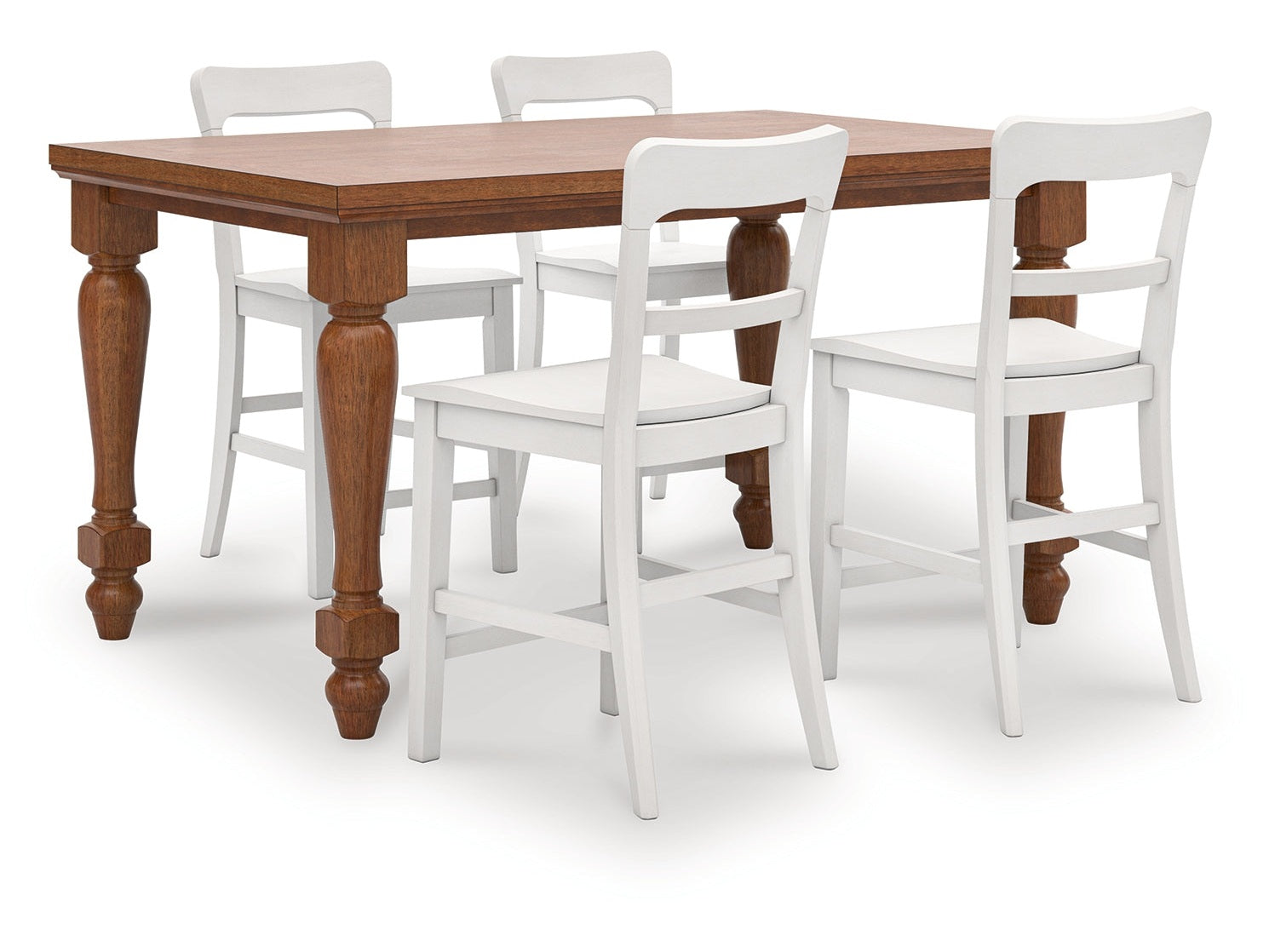 Greddinton Brown/White Counter Height Dining Table and 4 Barstools