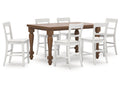 Greddinton Brown/White Counter Height Dining Table and 6 Barstools