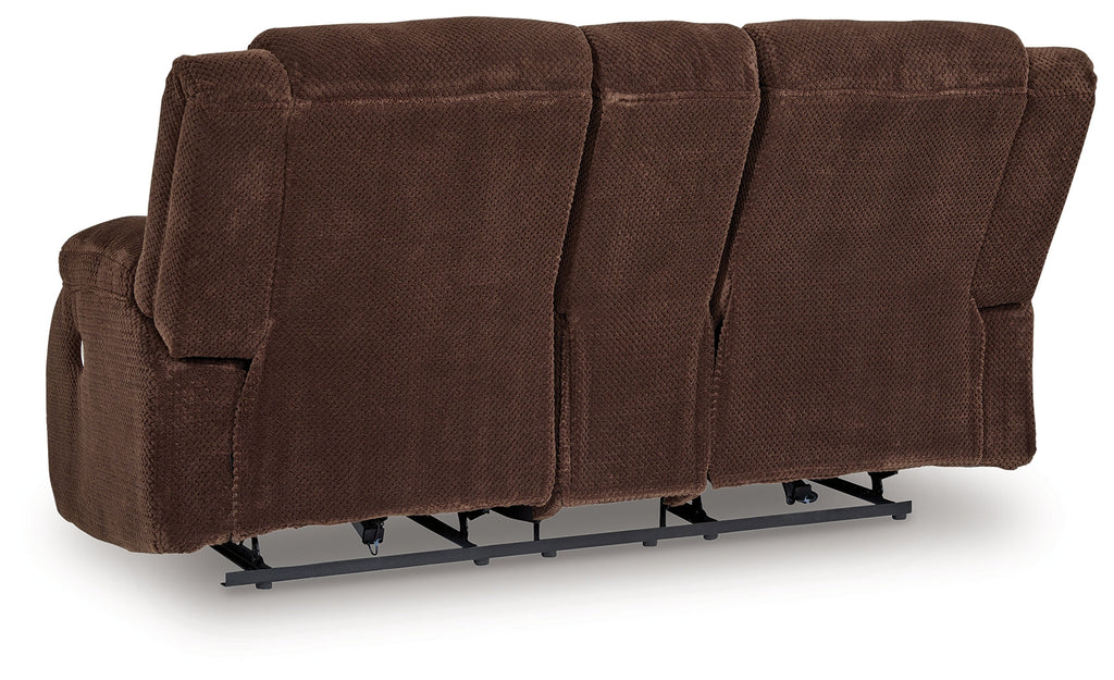 Greely Bend Chocolate Power Reclining Loveseat with Console