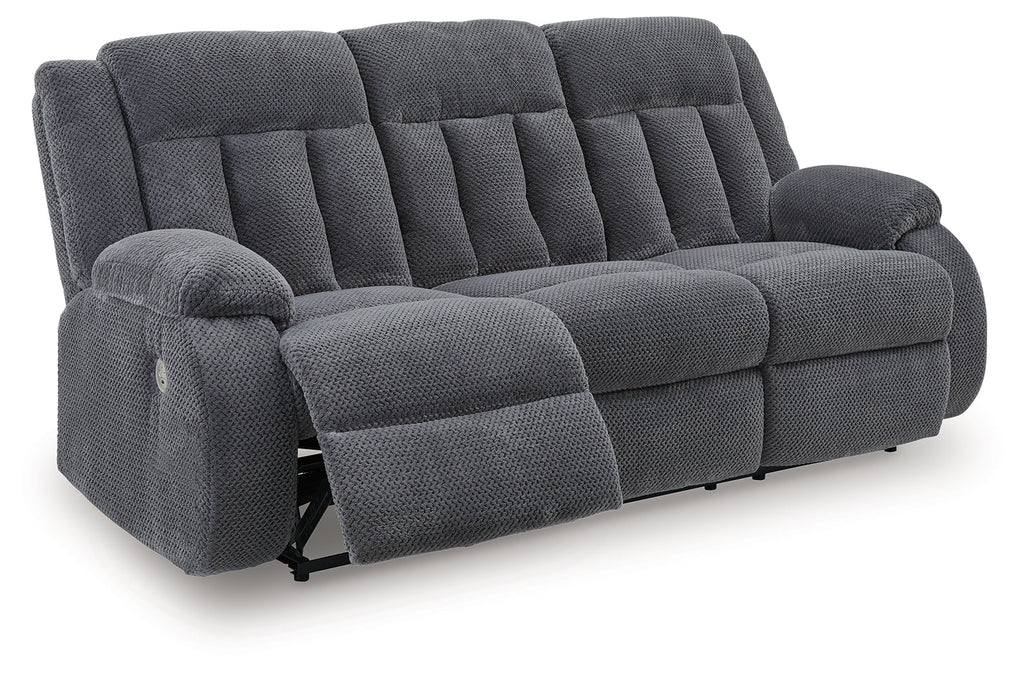 Greely Bend Steel Power Reclining Sofa with Drop Down Table