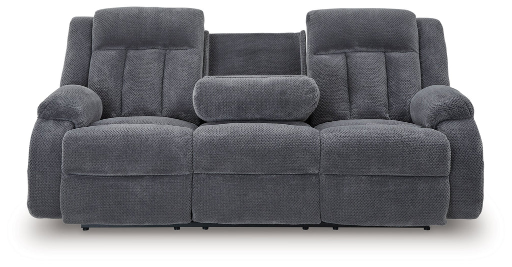 Greely Bend Steel Power Reclining Sofa with Drop Down Table