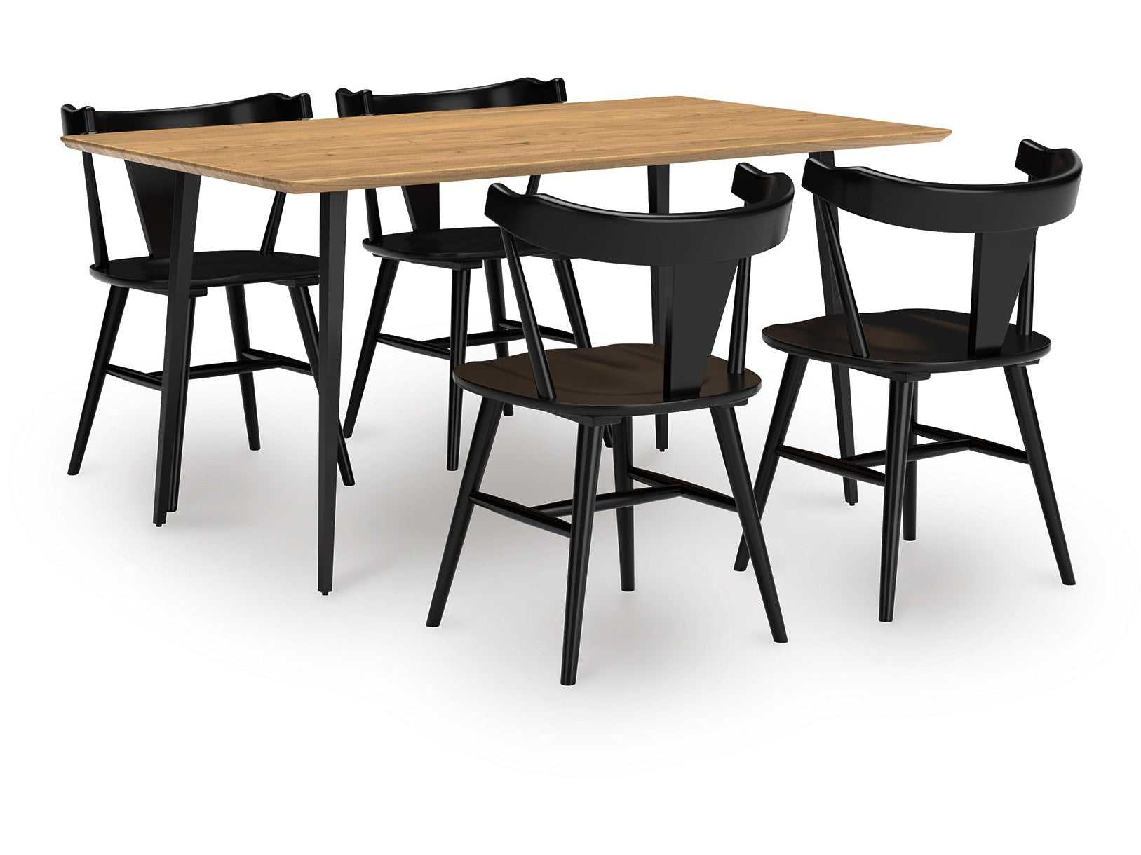 Gretlynn Black/Natural Dining Table and 4 Chairs
