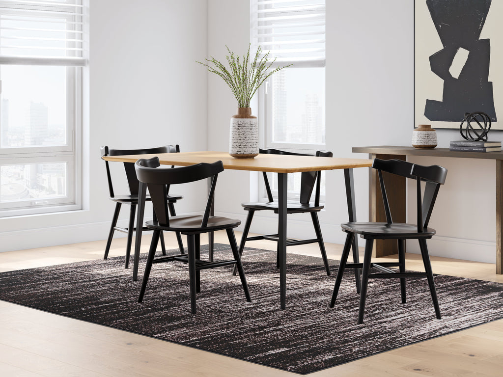 Gretlynn Black/Natural Dining Table and 4 Chairs
