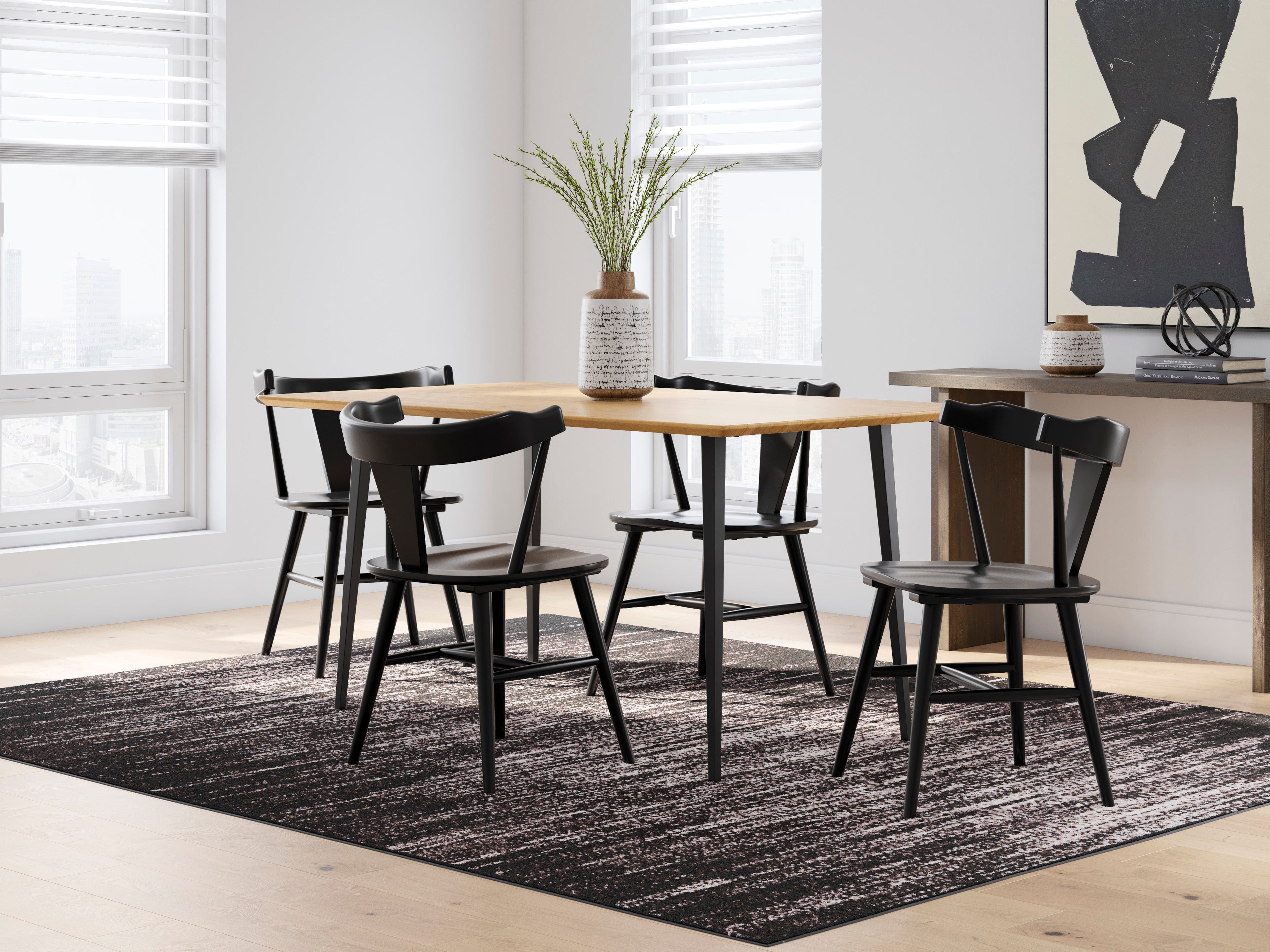 Gretlynn Black Rectangular Dining Room Table