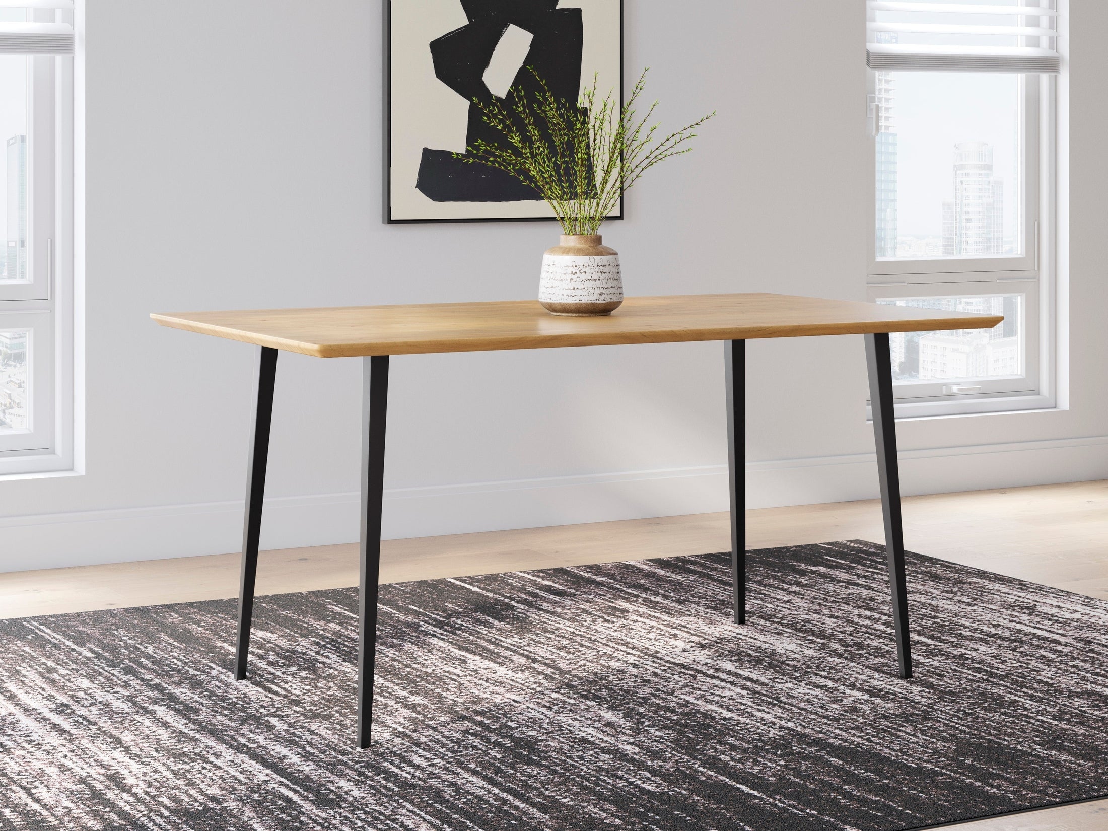 Gretlynn Black Rectangular Dining Room Table