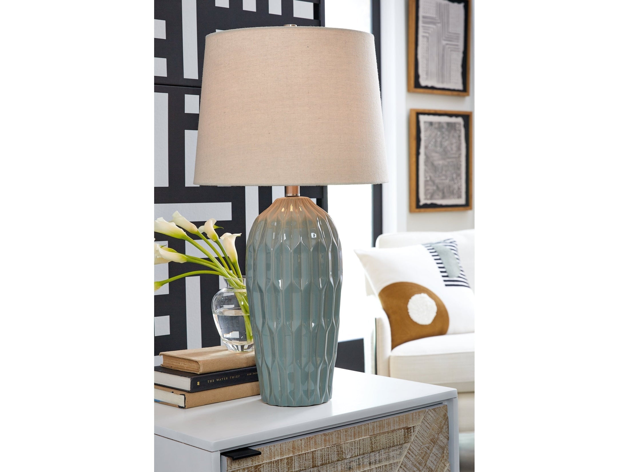 Hadbury Pale Blue/Teal Table Lamp (Set of 2)