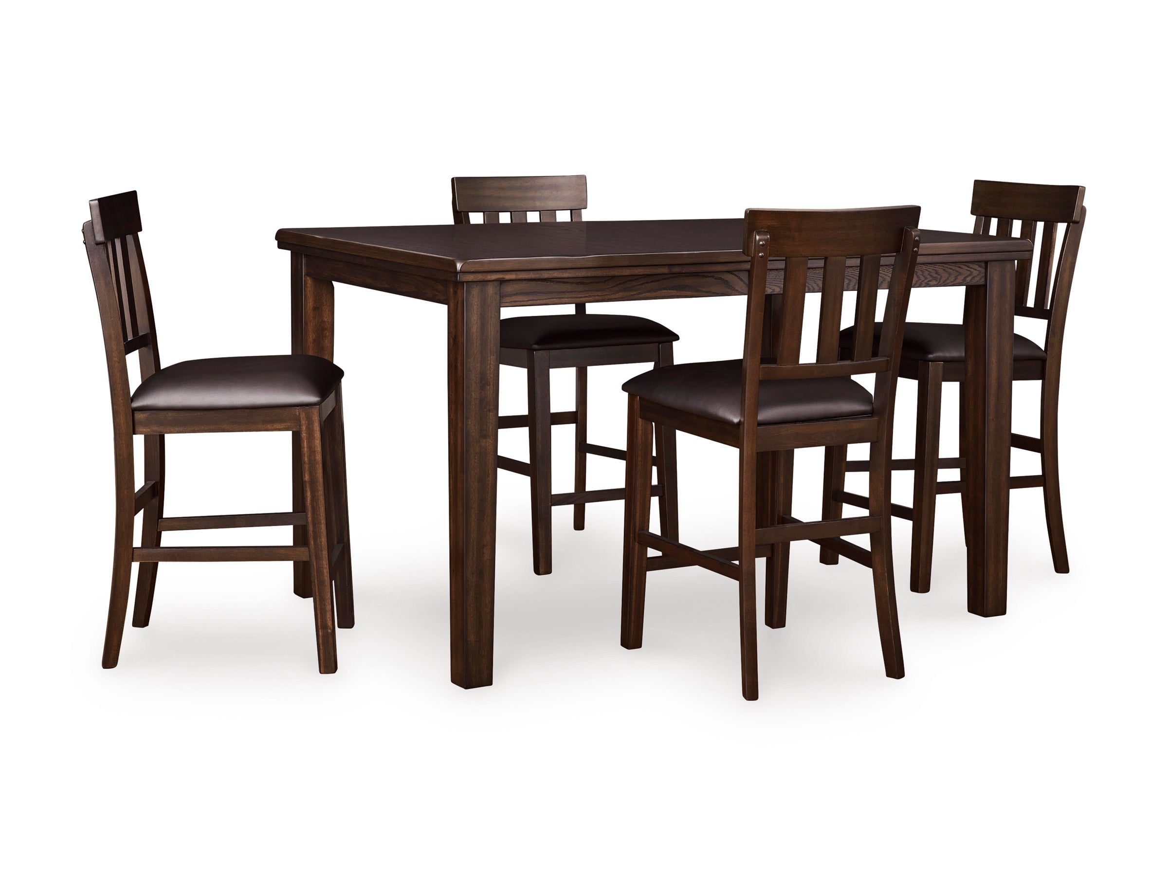 Haddigan Dark Brown Counter Height Dining Table, 4 Barstools and Bench