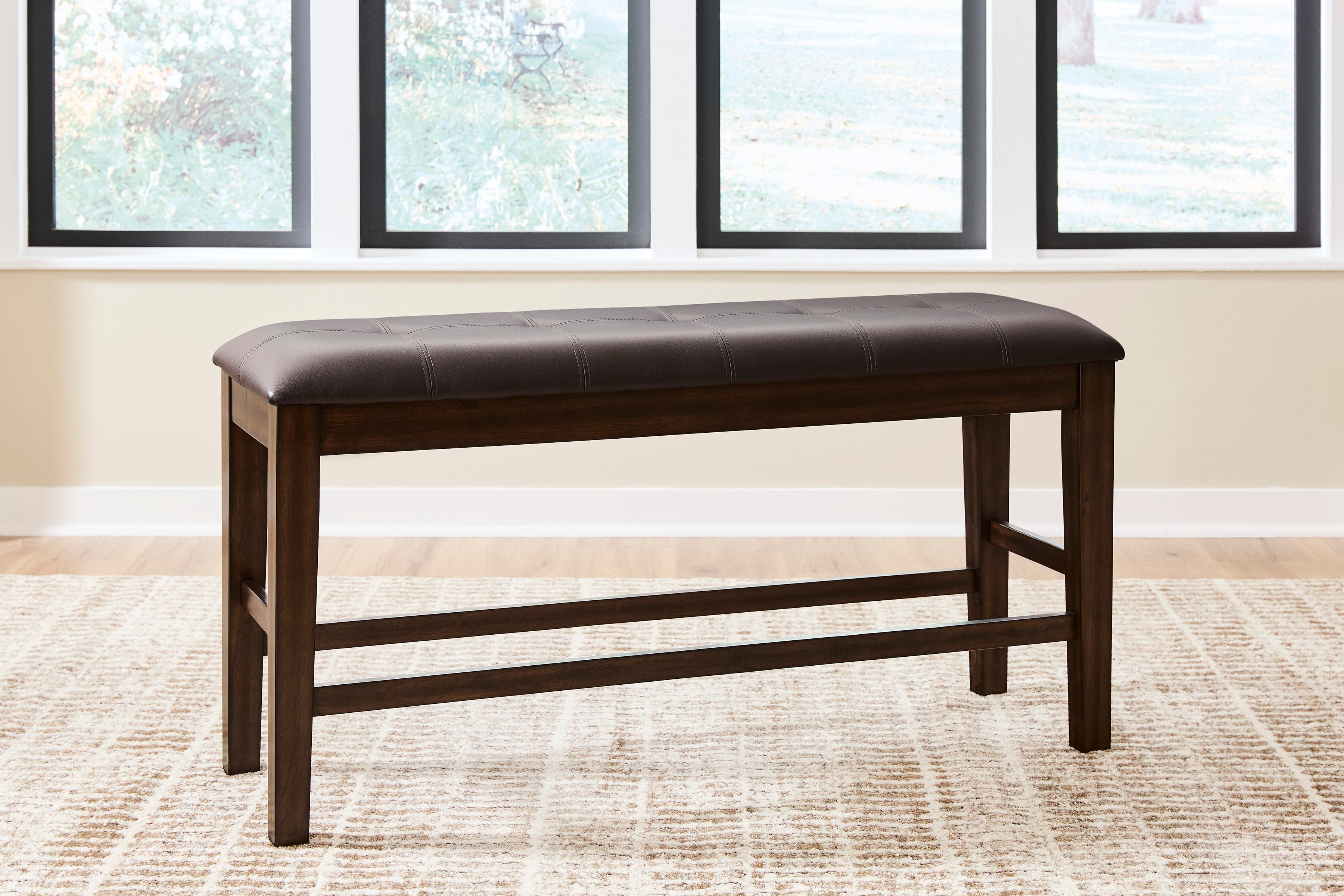 Haddigan Dark Brown Counter Height Dining Table, 4 Barstools and Bench