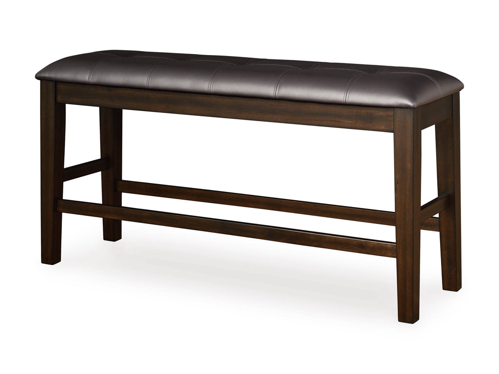 Haddigan Dark Brown Counter Height Dining Table, 4 Barstools and Bench