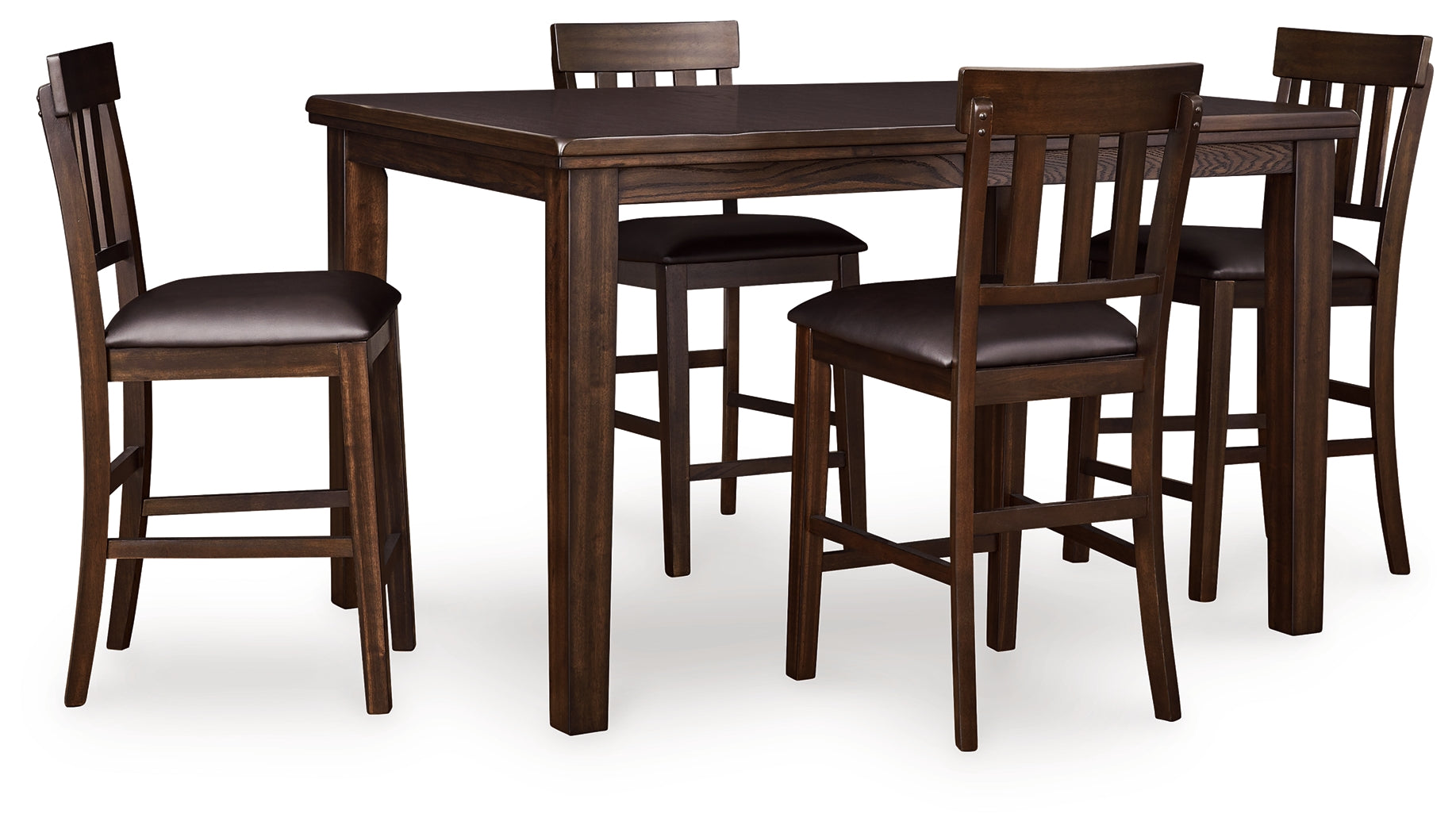 Haddigan Dark Brown Counter Height Dining Table and 4 Barstools