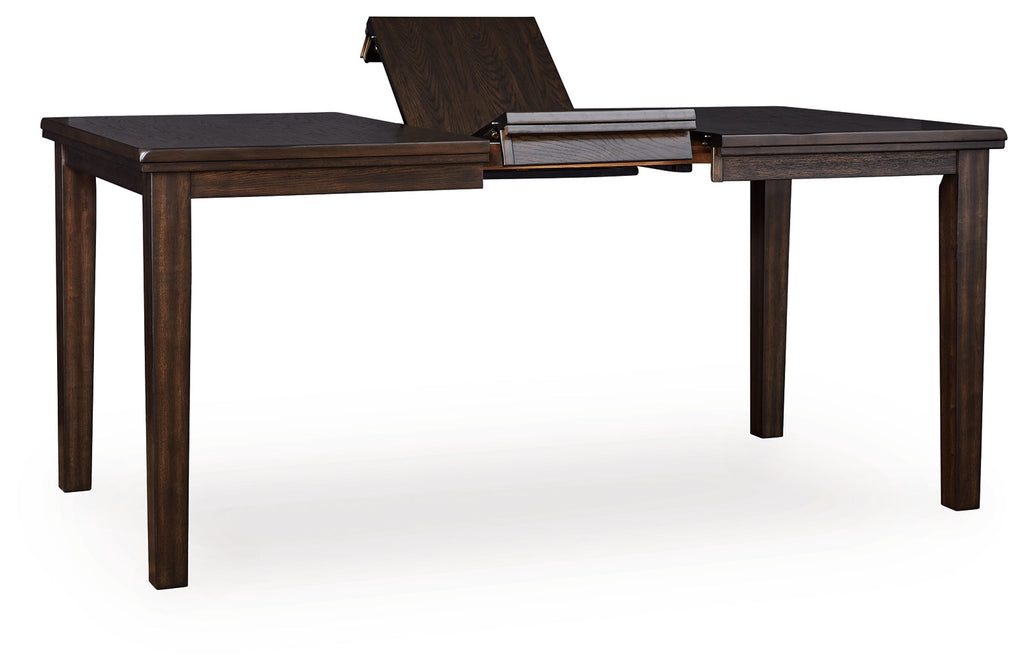 Haddigan Dark Brown Counter Height Dining Table and 4 Barstools