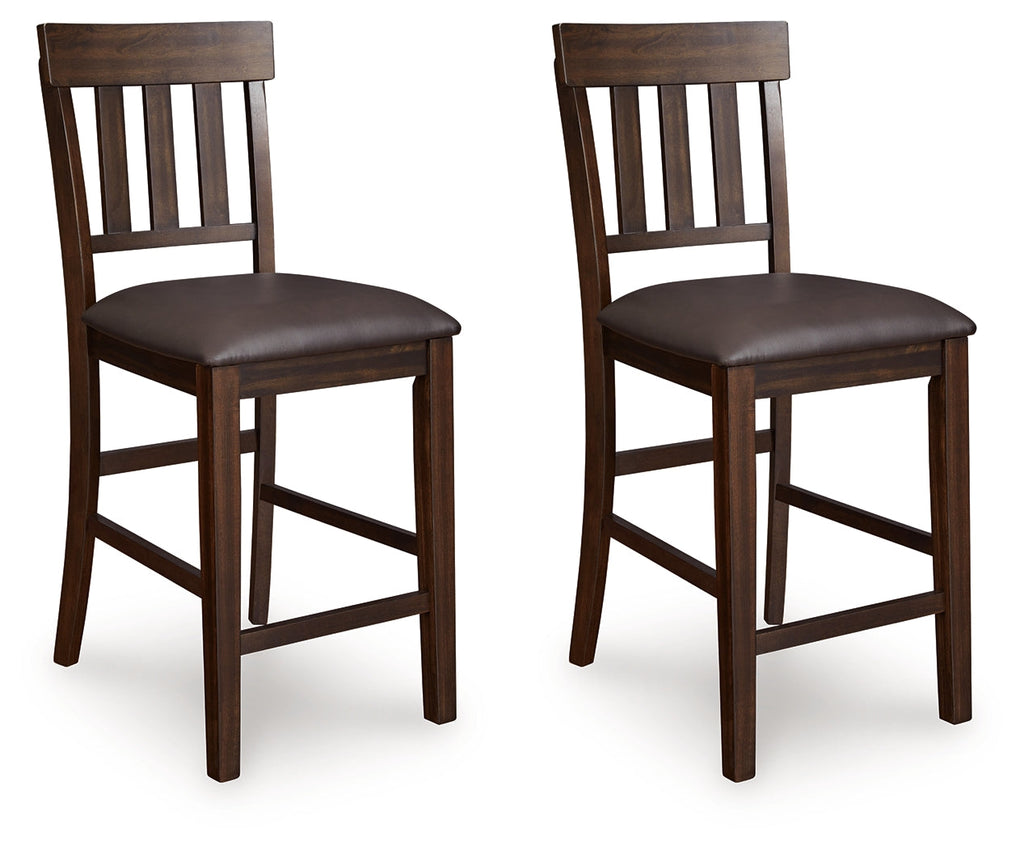 Haddigan Dark Brown Counter Height Dining Table and 6 Barstools