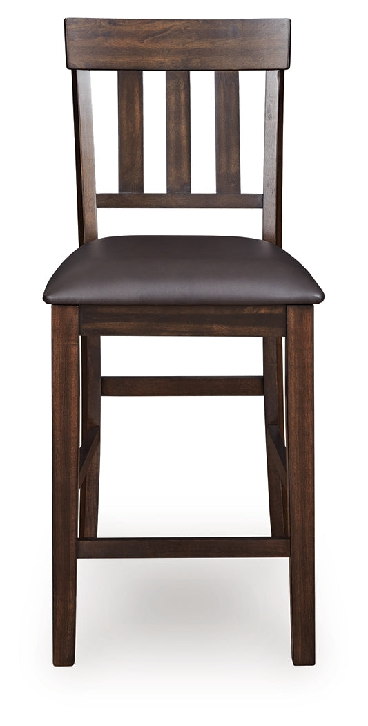Haddigan Dark Brown Counter Height Dining Table, 4 Barstools and Bench