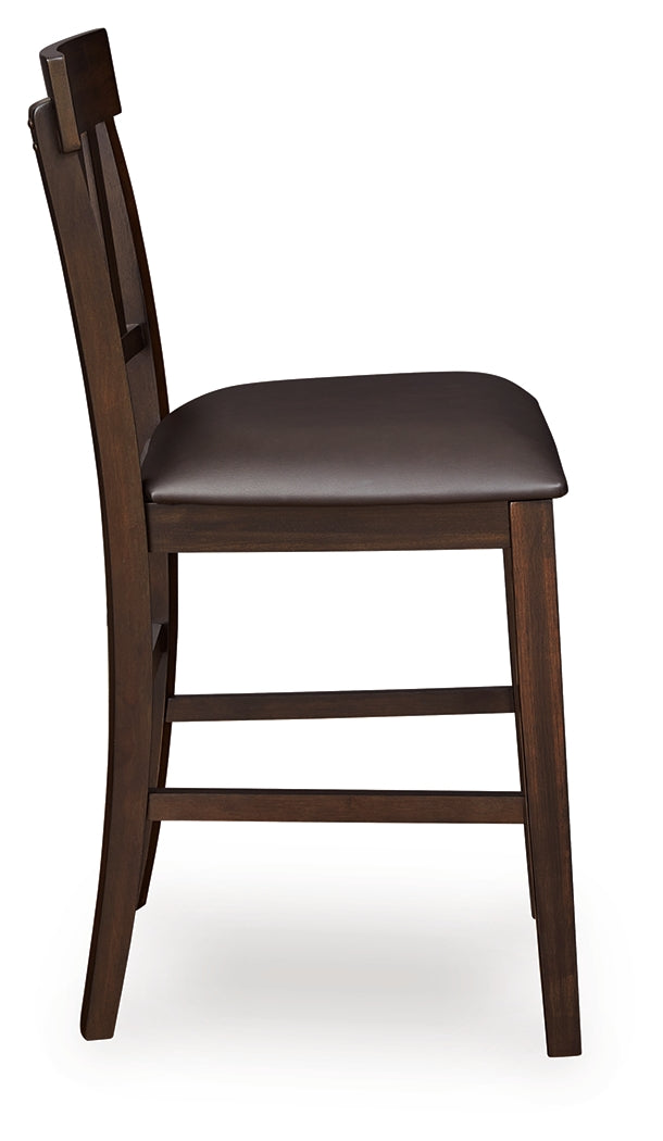 Haddigan Dark Brown Counter Height Dining Table and 6 Barstools