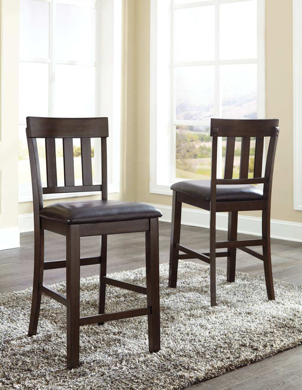 Haddigan Dark Brown Counter Height Dining Table and 6 Barstools