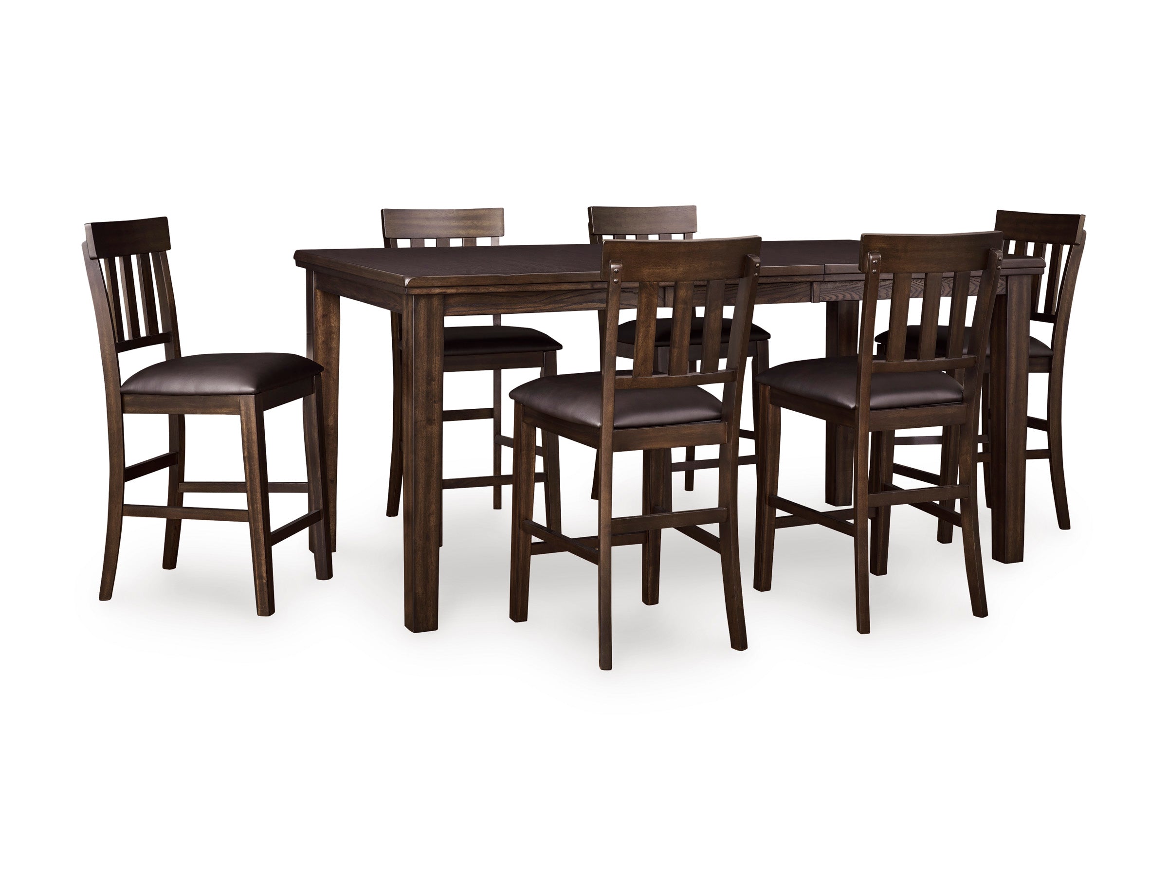 Haddigan Dark Brown Counter Height Dining Table and 6 Barstools