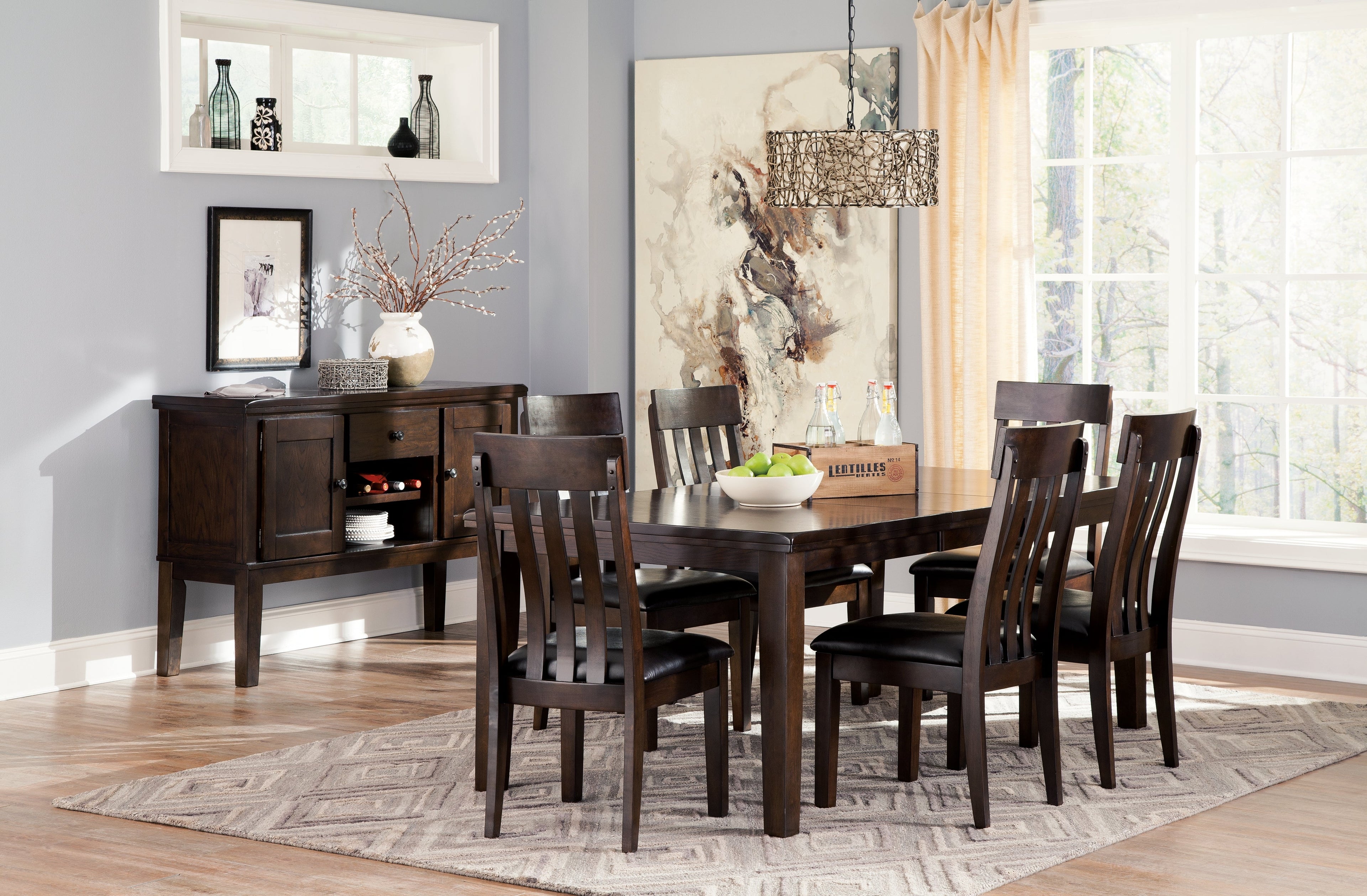 Haddigan Dark Brown Dining Table and 6 Chairs