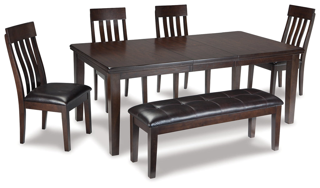 Haddigan Dark Brown Dining Table with 4 Chairs and Bench