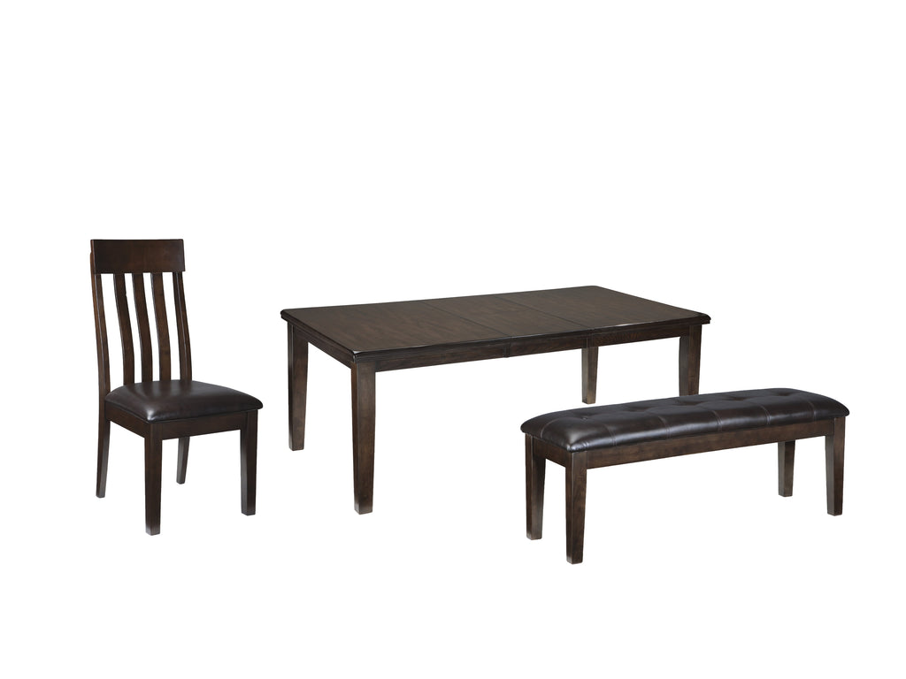 Haddigan Dark Brown Dining Table with 4 Chairs and Bench