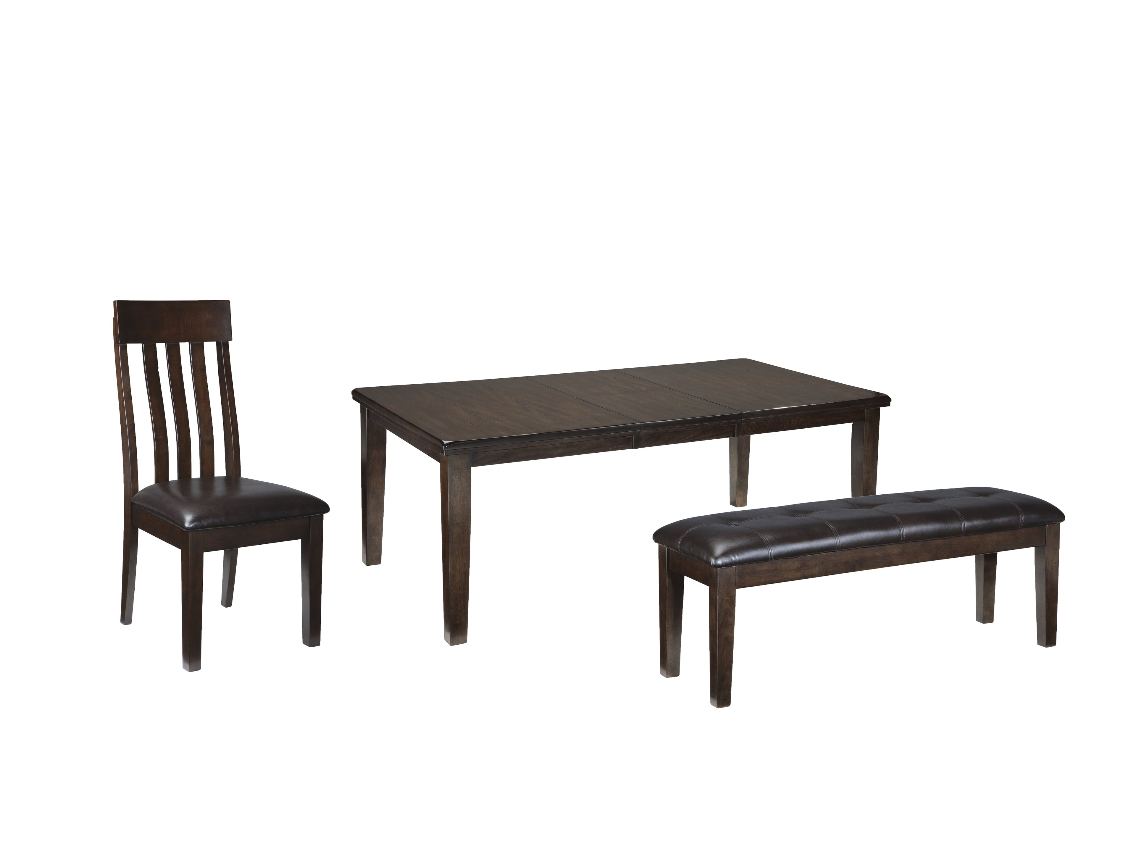 Haddigan Dark Brown Dining Table with 4 Chairs and Bench