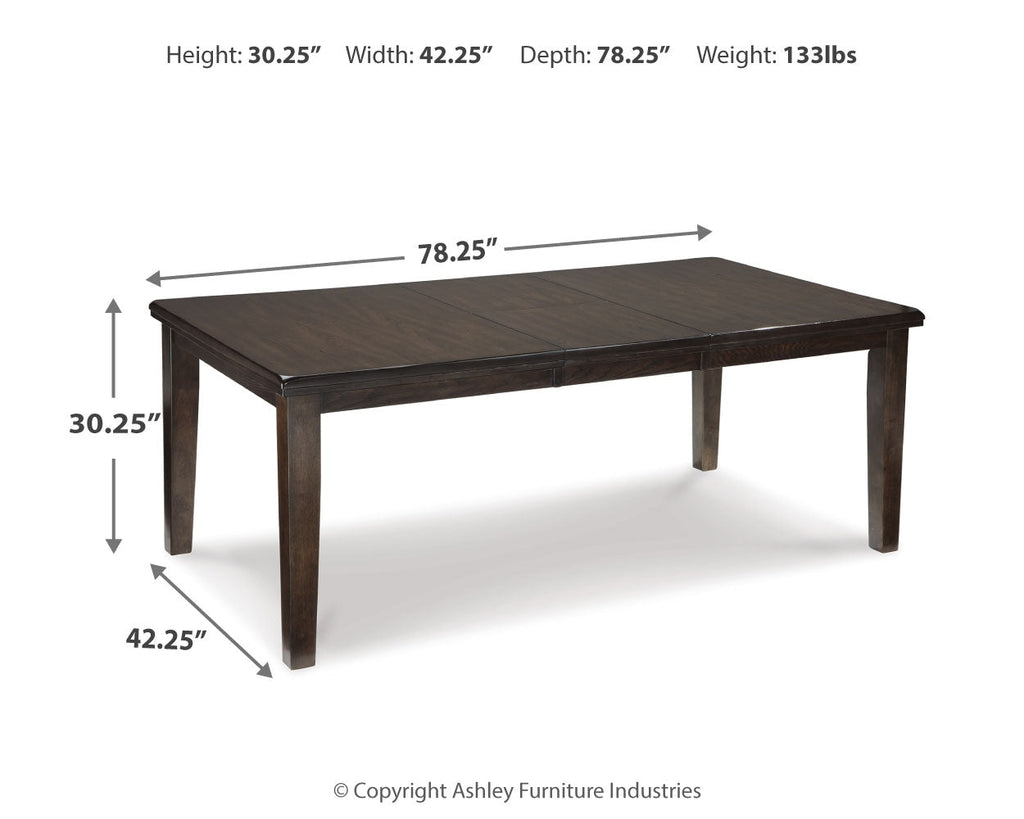 Haddigan Dark Brown Dining Table with 4 Chairs and Bench