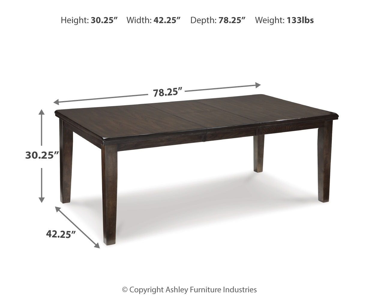 Haddigan Dark Brown Dining Table with 4 Chairs and Bench