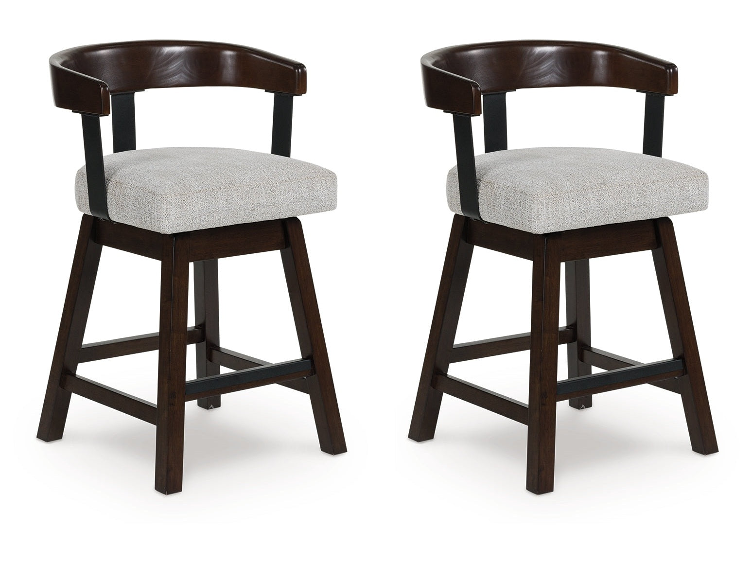Haddigan Dark Brown Upholstered Swivel Barstool (Set of 2)
